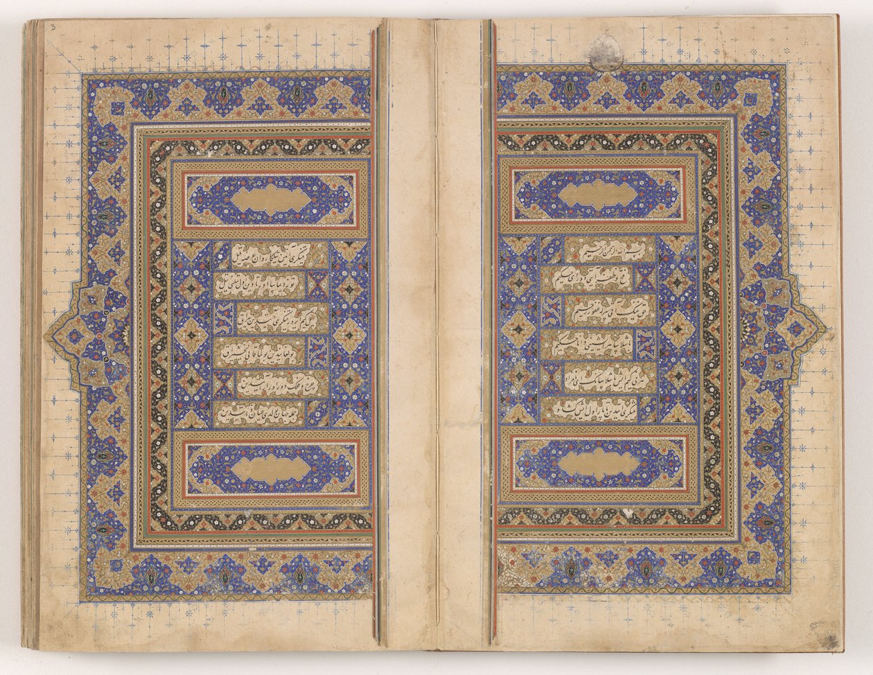Dobbeltside af Makhzan al-asrar af Persian School