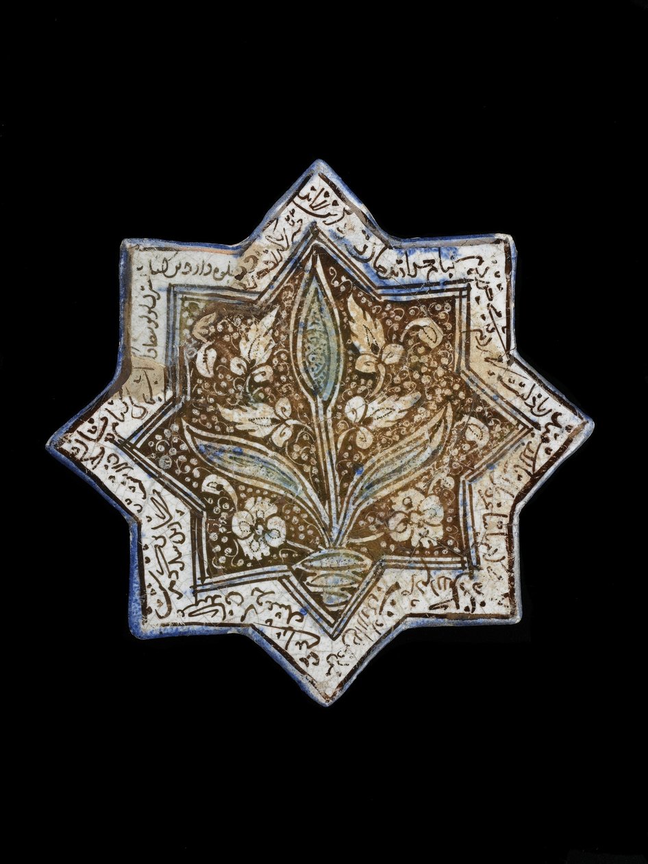 Ottespidset stjerneflise, Sultanabad, Iran, Il-Khanid-dynastiet (keramik) af Persian School