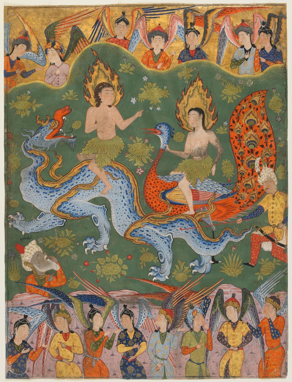 Folio fra en Falnama (bog om varsel); verso: Uddrivelse af Adam og Eva, Qazvin, Iran, Safavid-periode, midten af 1550