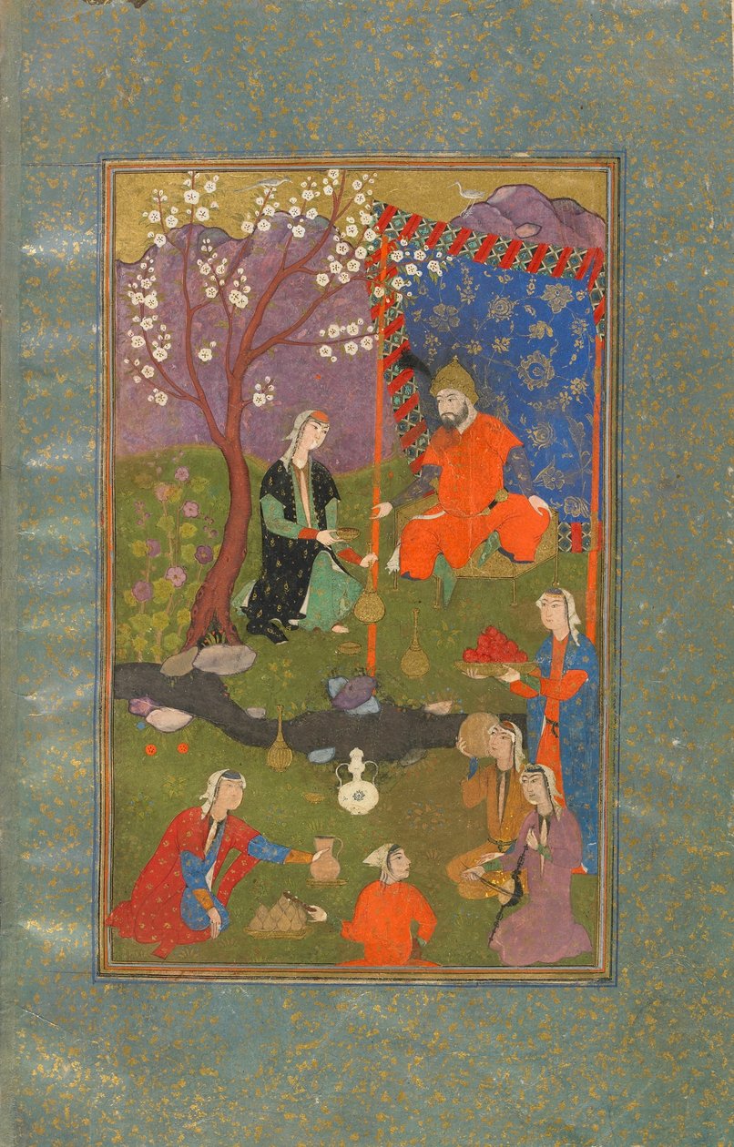 Folio fra en Jamshid u Khurshid, Iran, Safavid-periode, ca. 1600 (ugennemsigtig akvarel, blæk og guld på papir) af Persian School