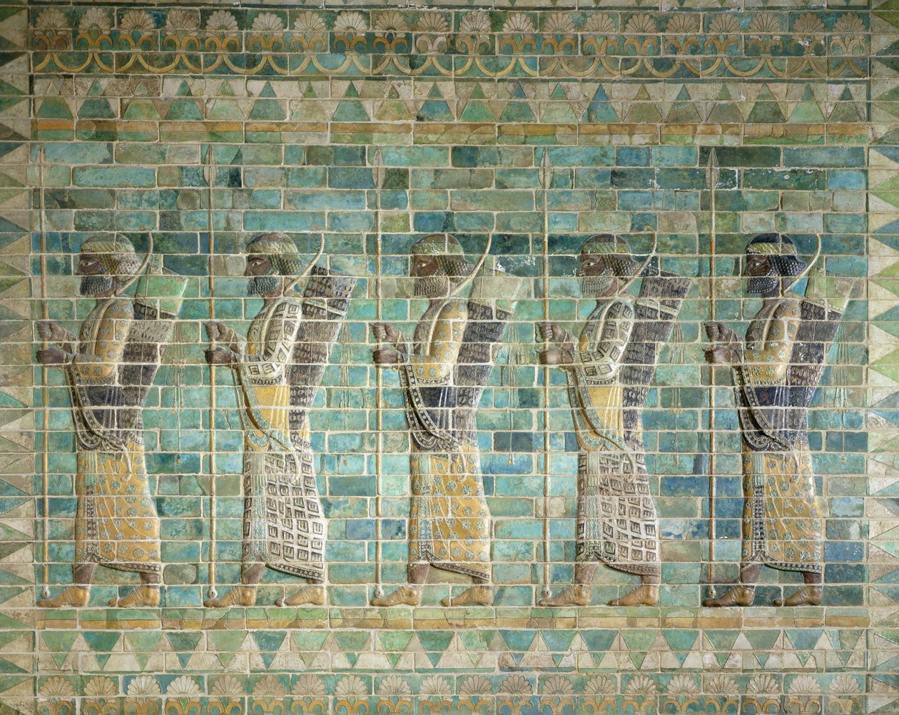 Frise af bueskytter, fra Darius den Stores palads (548-486 f.Kr.) i Susa, Iran, Achaemenid Period, ca. 500 f.Kr. (glaserede mursten) af Persian School