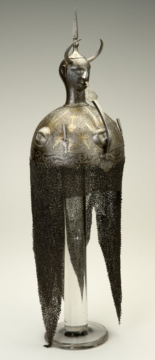 Kulah Khud, hjelm, ca. 1700-tallet, ændret i 1800-tallet (jern med guld- og sølvindlæg) af Persian School
