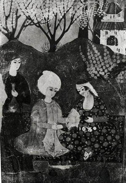 Mand og kvinde i en have af Persian School