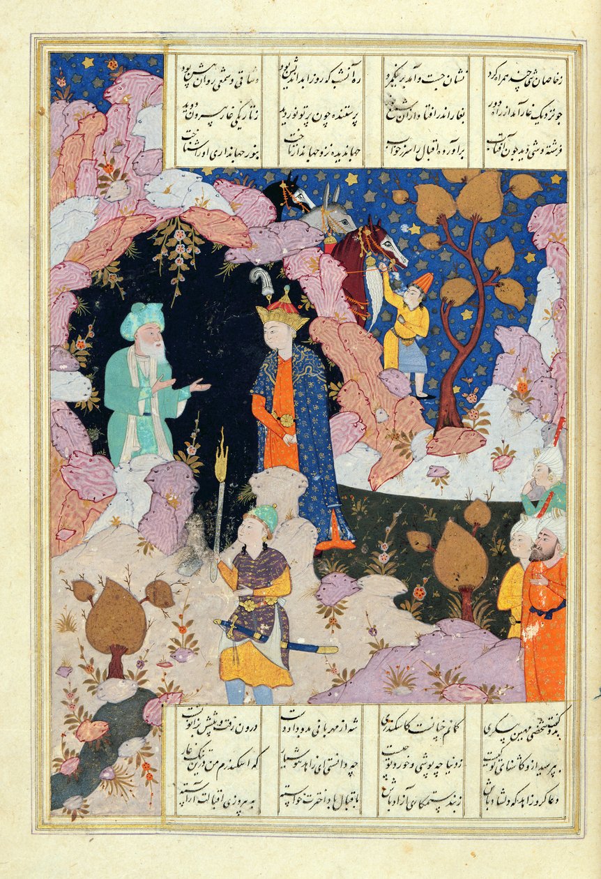 Ms D-212 fol.285a Alexander besøger en eremit, illustration til 
