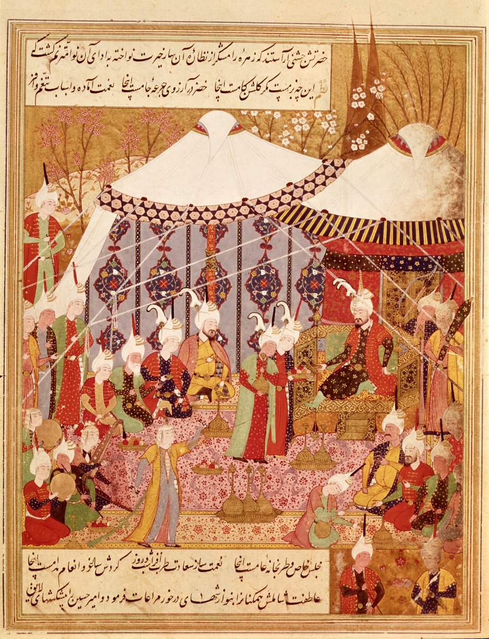 Or.1359 fol. 35 v. Sultan Bayazid Fanget af Timur, 1402 fra Zafarnama 1533 (blæk på vellum) af Persian School