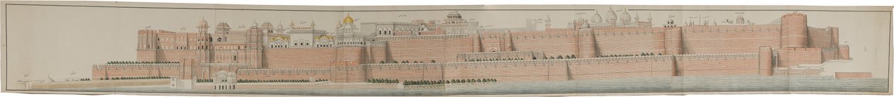 Panorama af fortet Agra af Persian School