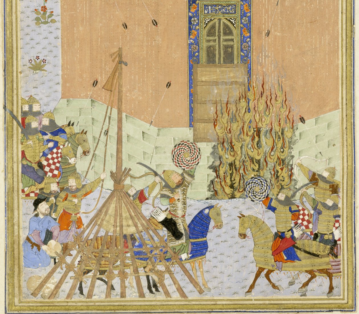 Persisk 239 fol.223a Detalje: Illustration fra Shahnama (Kongernes Bog), af Abul-Qasim Mansur Firdawsi (ca. 934-c.1020), 1444 af Persian School