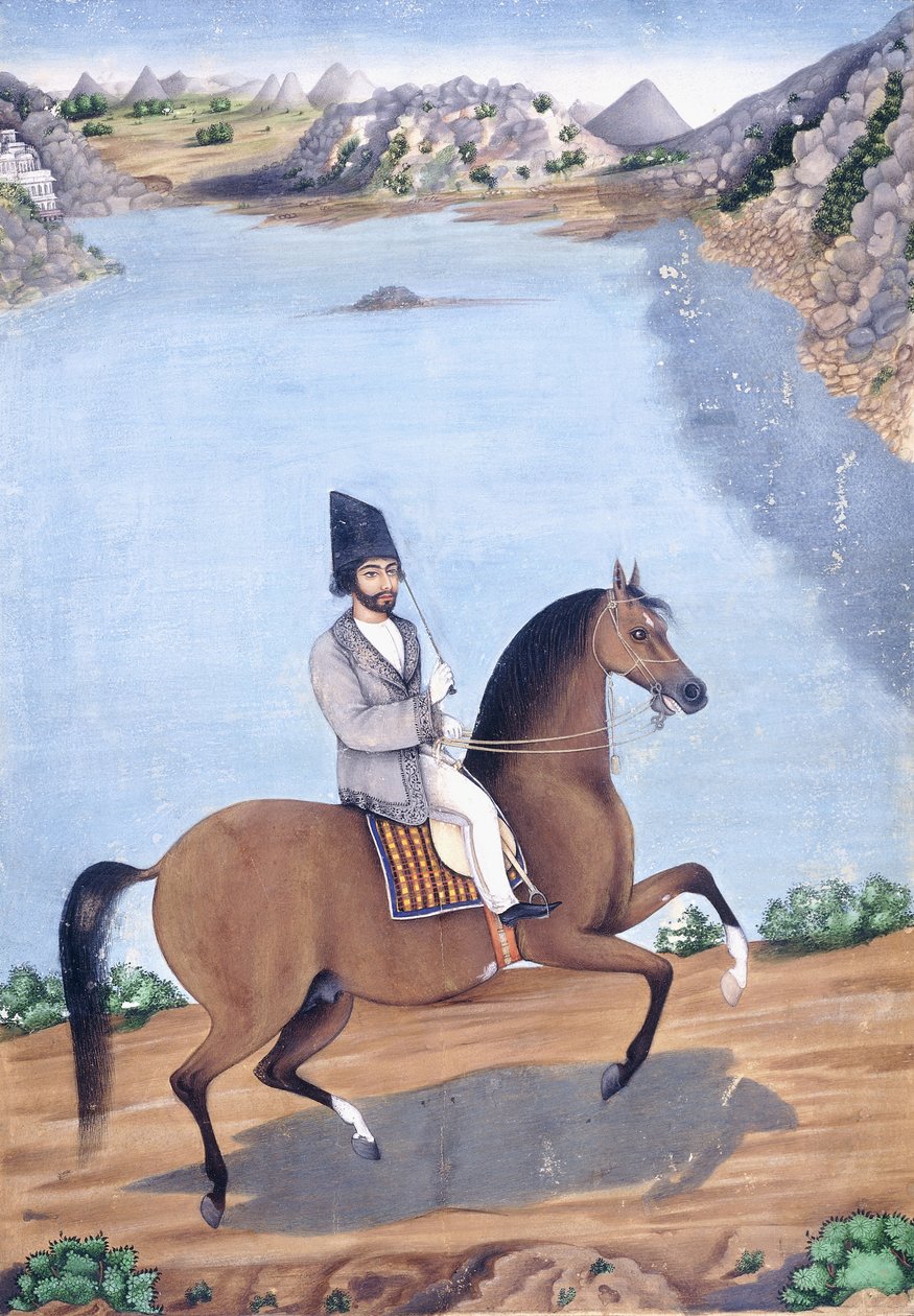 Portræt af en ung mand til hest, ca. 1840 af Persian School