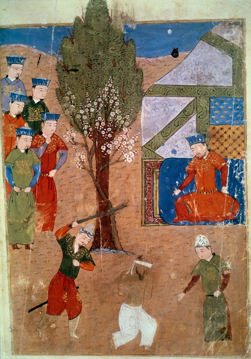 Repræsentation af Chaghtai Khan (1227-1242) på sin trone, han er søn af Djengis Khan persisk miniature taget fra "Jami al-tawarikh" (Jami al-tawarikh) eller "Universal History" af historikeren Rashid al-din (al din) ) (1247-1318) Omkring 1430. Paris, B.N. af Persian School