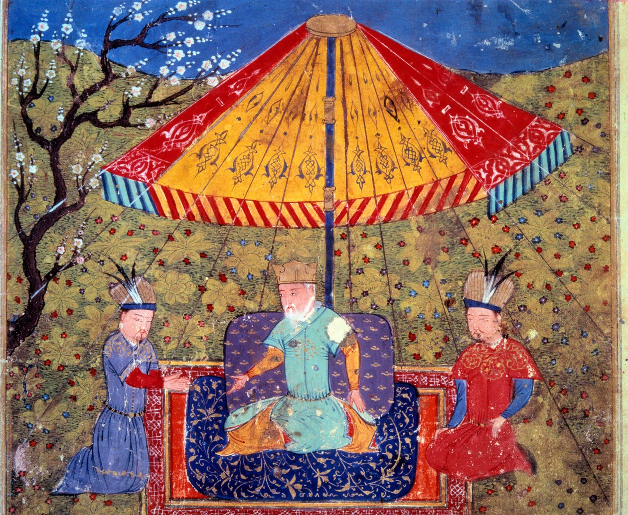 Repræsentation af den mongolske kejser Djengis Khan af Persian School