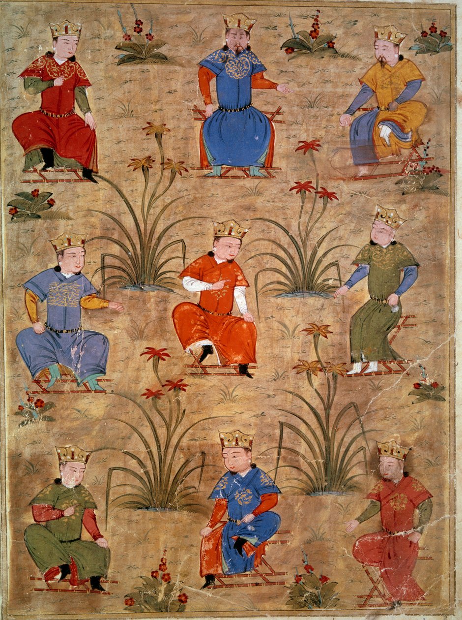 Repræsentation af Djengis Khans nevøer Persisk miniature taget fra "Jami al-tawarikh" (Jami al tawarikh) eller "Verdenshistorie" af historikeren Rashid al-din (al din) (1247-1318) Omkring 1430. Paris, B.N. af Persian School