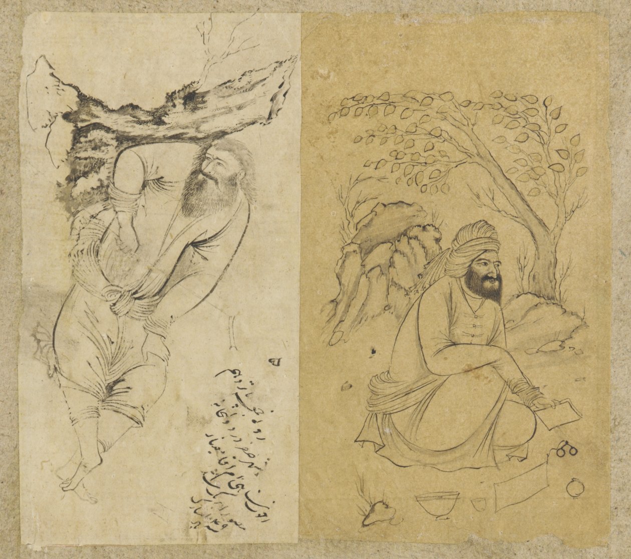 Hvilende mand, Isfahan, Safavid-dynasti, 1639 (blæk på papir) af Persian School