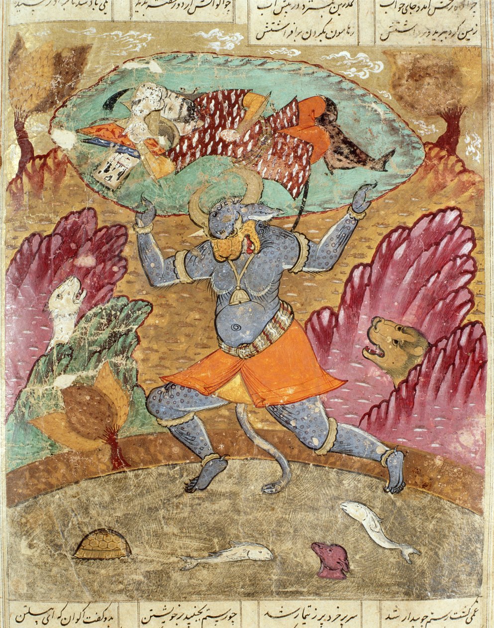Rostam båret af Akwan-Diwa, illustration fra Shahnama (Kongernes Bog) af Abul-Qasim Manur Firdawsi (c.934-c.1020) 1619 af Persian School