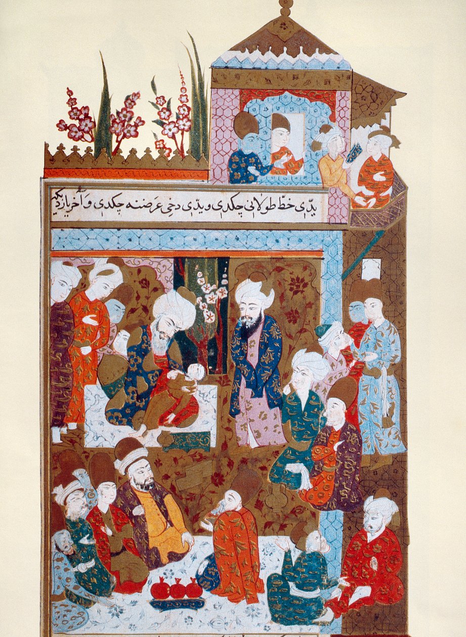 Rumi helbreder sin ældste søn Arif, slutningen af det 16. århundrede af Persian School