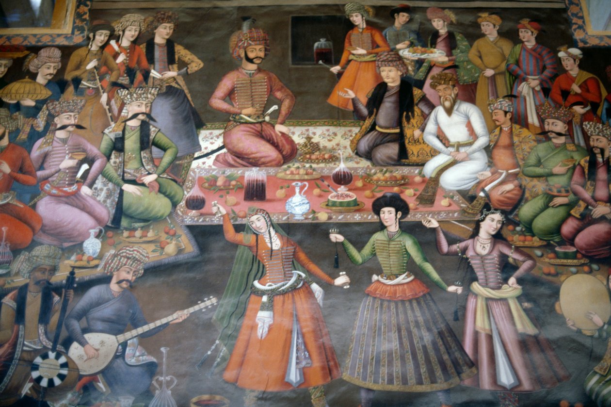 Shah Abbas I Great modtager Nadr Vali Muhammad Khan fra Khanate af Bukhara, receptionssal af Persian School