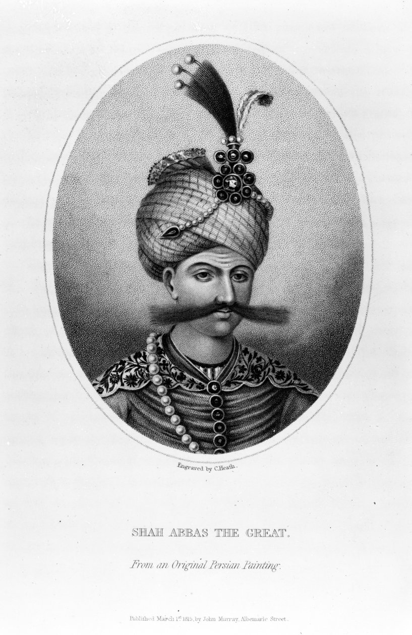 Shah Abbas den Store, tryk lavet af C. Heath, 1815 af Persian School
