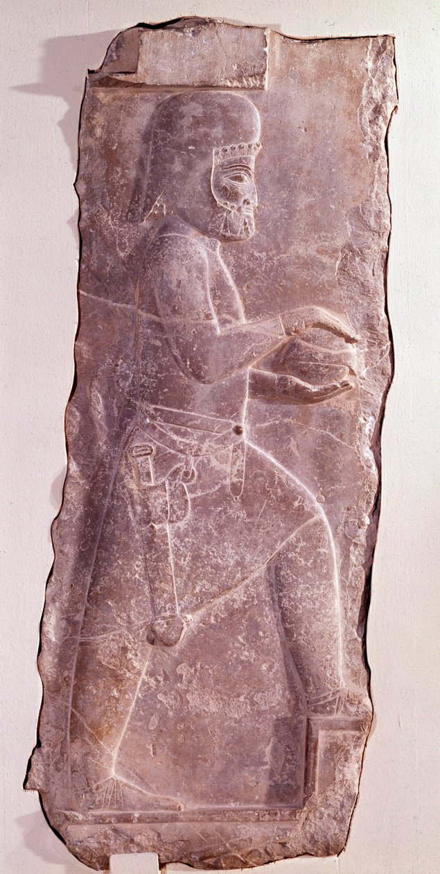 Stenrelief, der repræsenterer en medisk tjener (folk fra Iran). Routeenide periode. Lavt relief fra trappen til Darius I