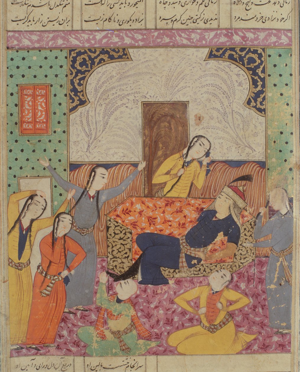 The Lamentation of Farude, illustration fra Shahnama (Kongernes Bog) af Abul-Qasim Mansur Firdousi (c.934-c.1020) 1619 af Persian School