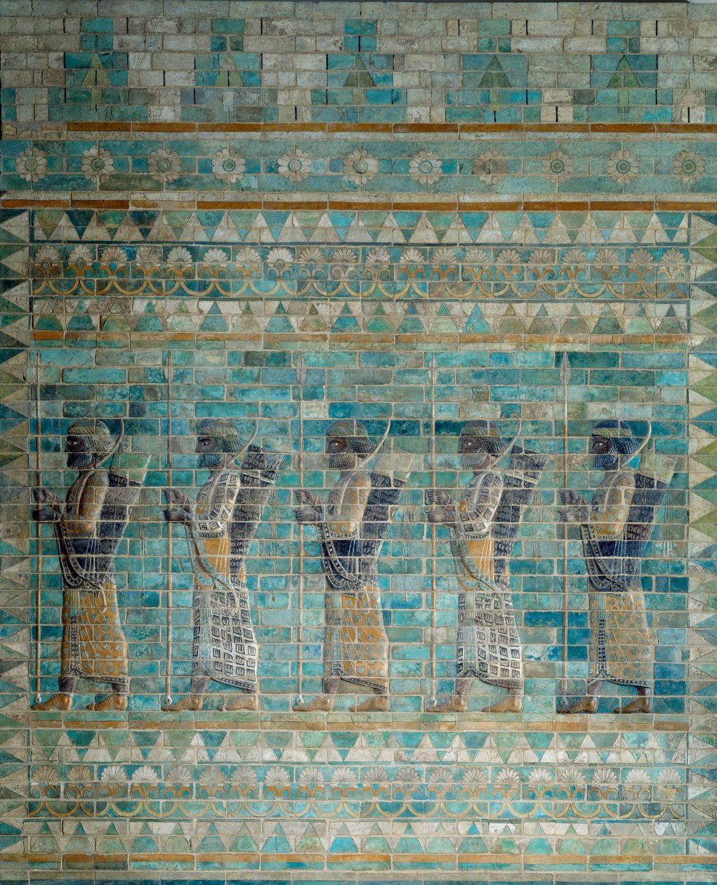 Bueskytternes frise, fra paladset til Darius I, konge af Persien, i Susa (6. århundrede f.Kr.). E-mailet mursten relief bund. 510 f.Kr. Paris, Louvre-museet. af Persian School