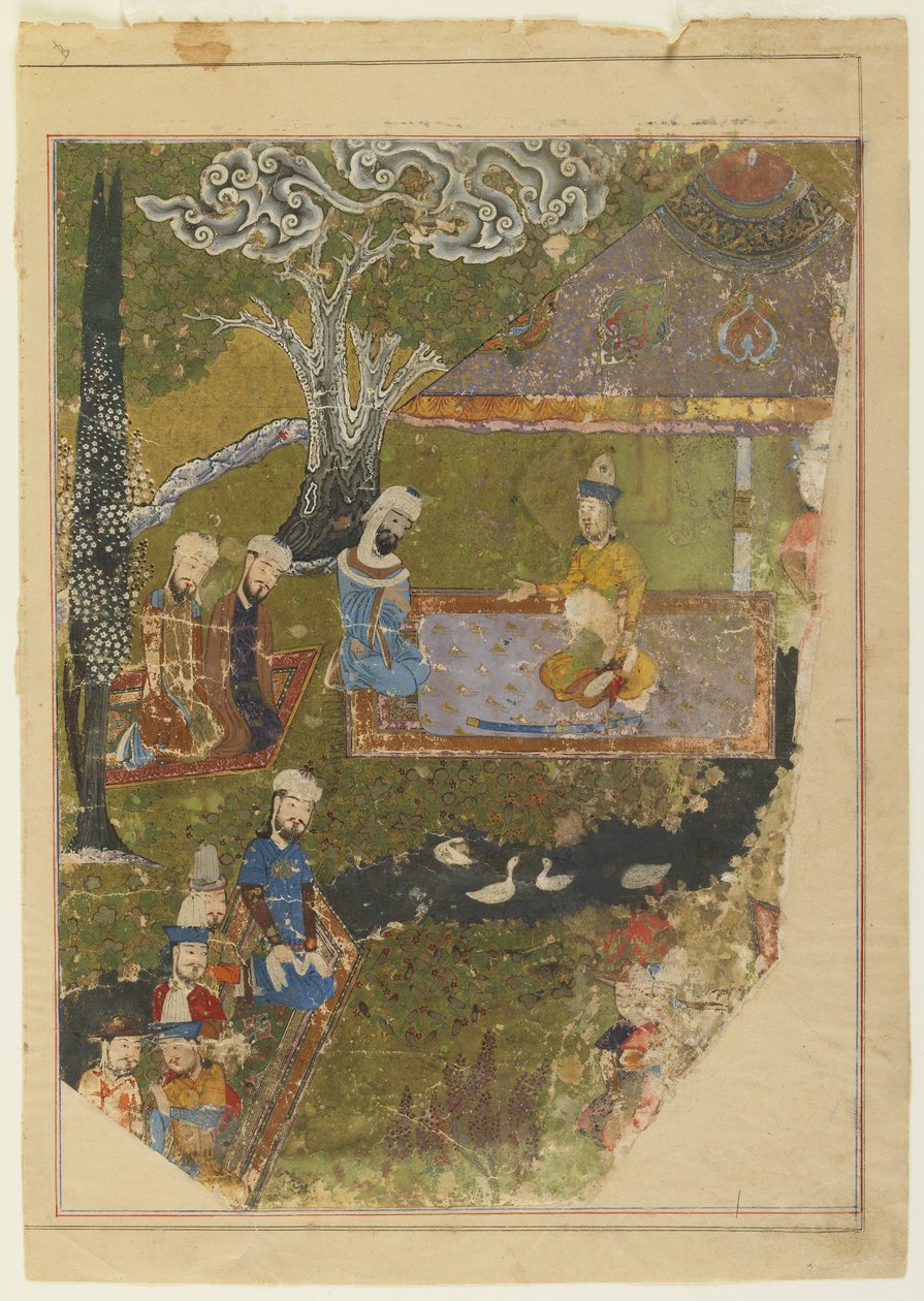 Timur giver audiens i anledning af sin overtagelse af tronen på Balkh, 1436 af Persian School