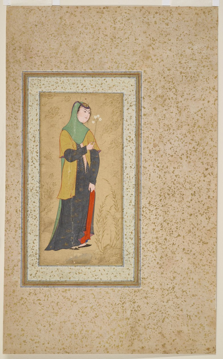 Kvinde med en spray af blomster, ca. 1595 af Persian School