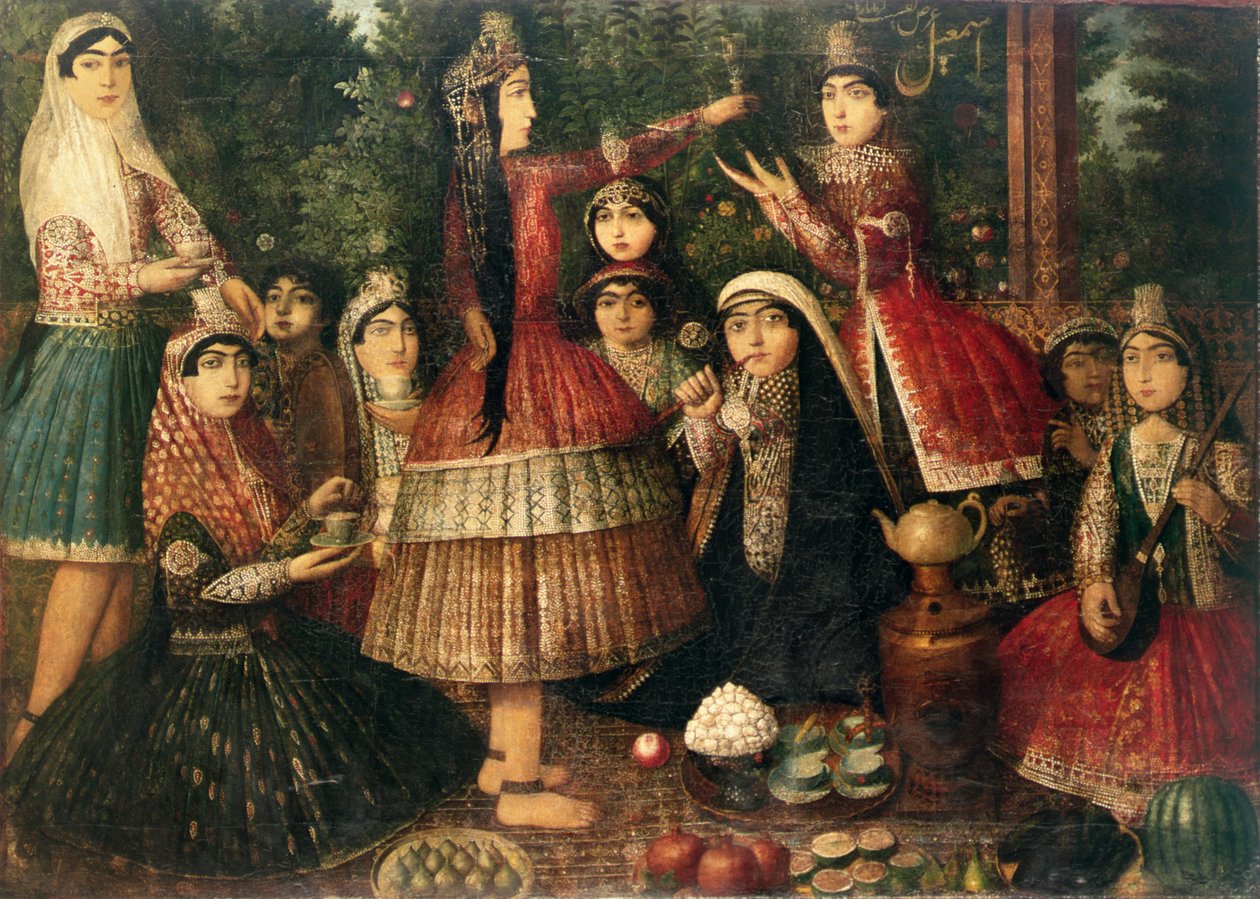 Kvinder og børn i en have, 1800-tallet af Persian School