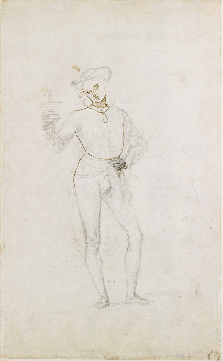 En undersøgelse af en figur i en tilbedelse af magi, c1470-1520 af Perugino