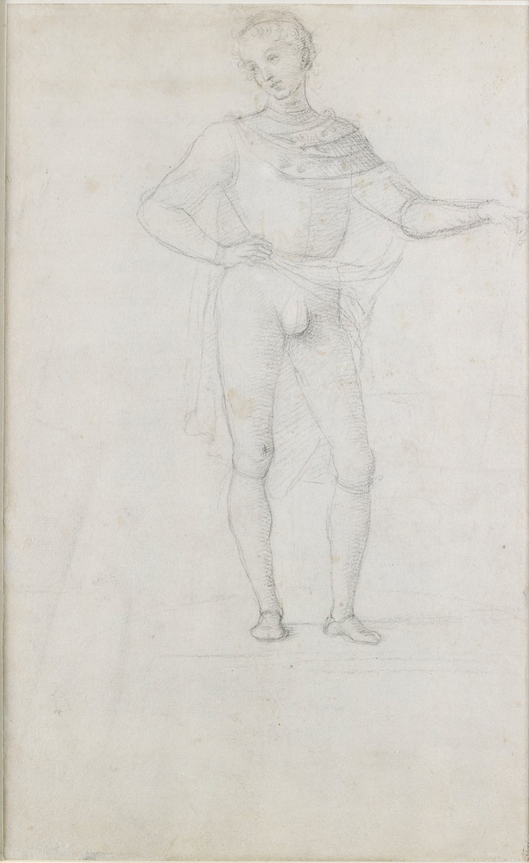 En undersøgelse af en figur i en tilbedelse af magi, c1470-1520 af Perugino