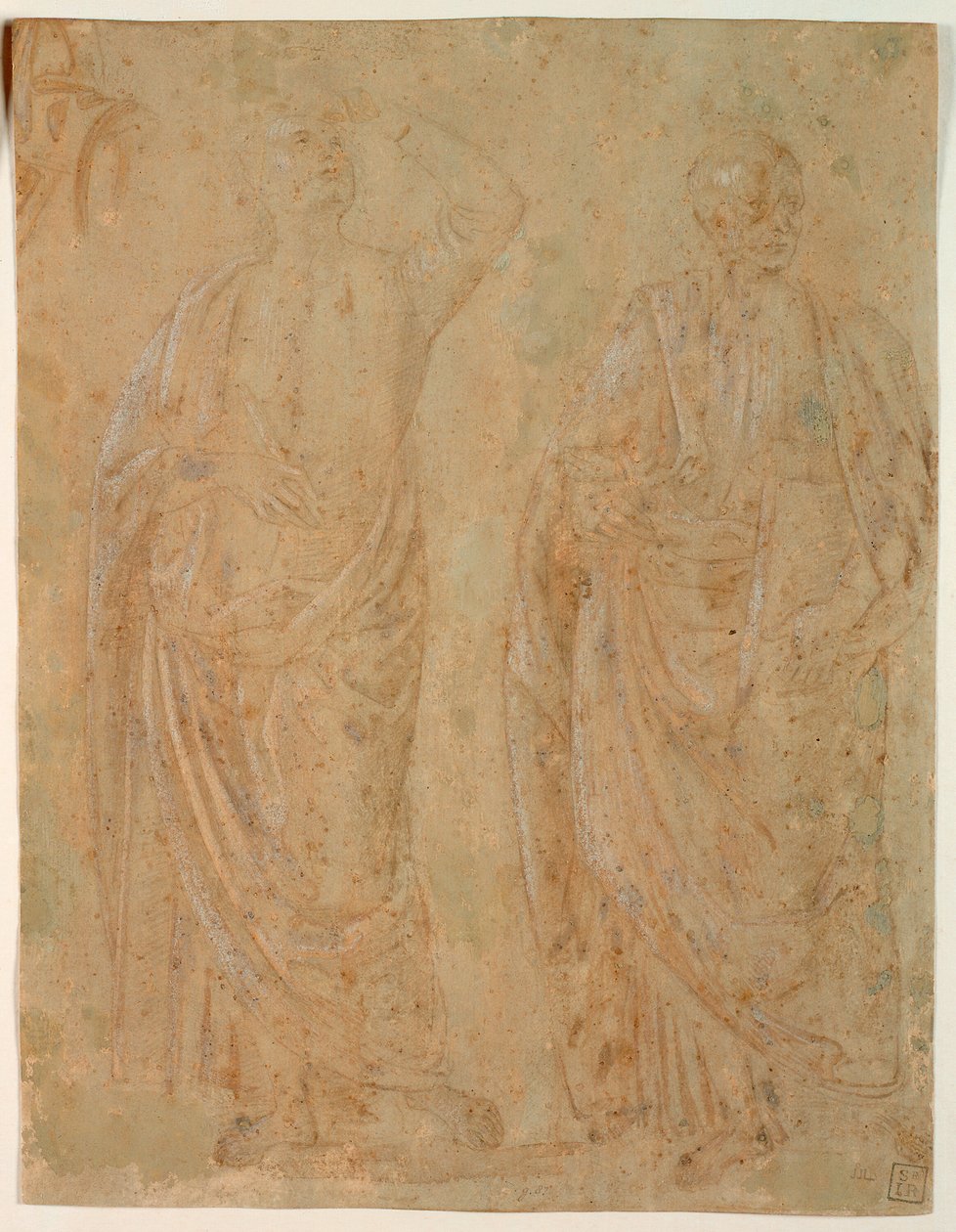 To stående draperede mandsfigurer af Perugino