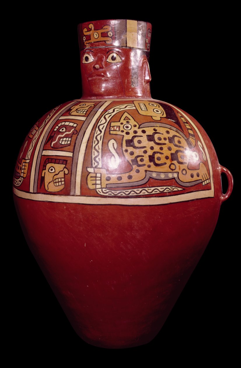 Ceremoniel polykrom krukke, Rukana-stil, La Victoria, Churunga, Cuenca de Ocona (keramik) af Peruvian School