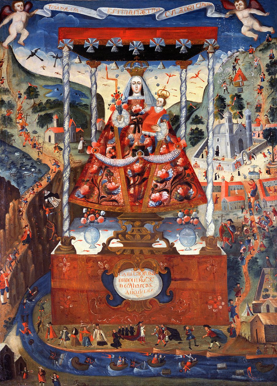 Vor Frue af Cocharcas under en Baldacchino, 1765 af Peruvian School