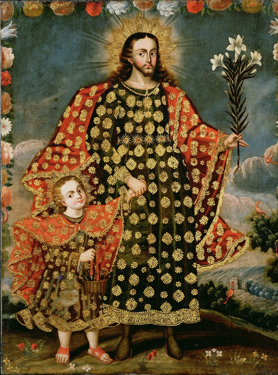 St. Joseph and the Christ Child, slutningen af det 17. - begyndelsen af det 18. århundrede af Peruvian School
