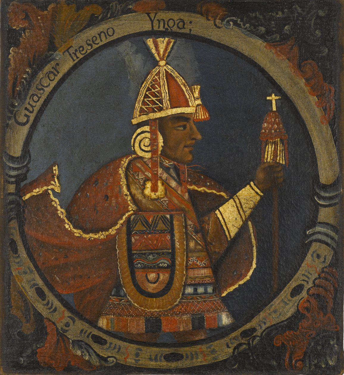 Tupac Cusi Hualpa (Huascar) 13. inkakonge, midten af det 18. århundrede af Peruvian School