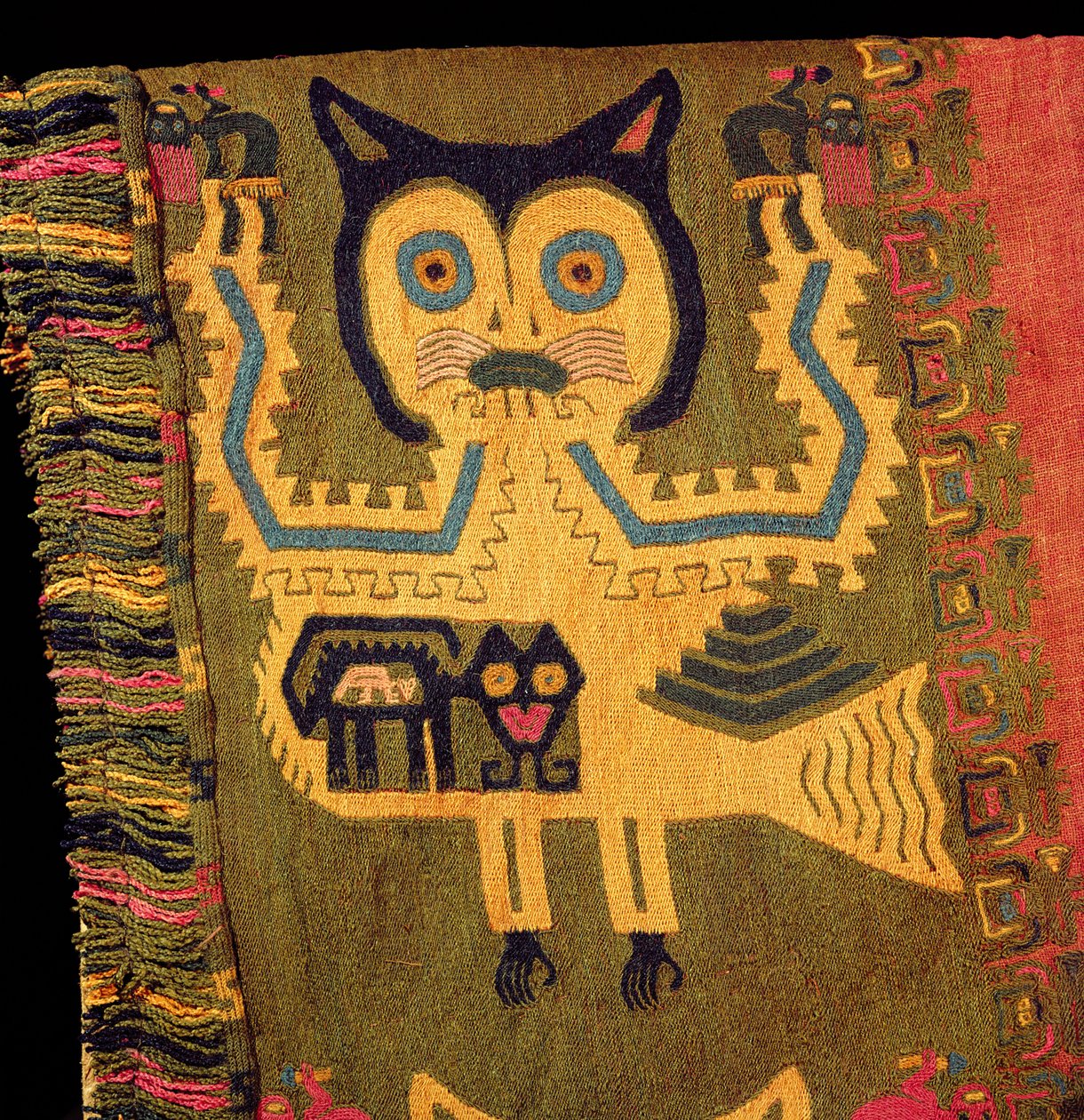 Uld figur af en jaguar, Paracas Culture, ca. 1500 f.Kr. (tekstil) af Peruvian School