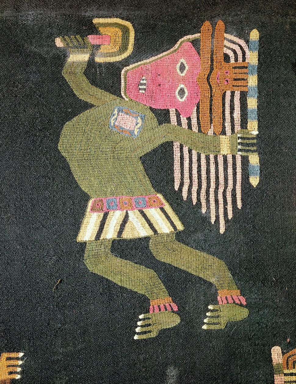 Vævet ulddanser med stafet, Paracas stamme (tekstil) (se også 231825) af Peruvian School