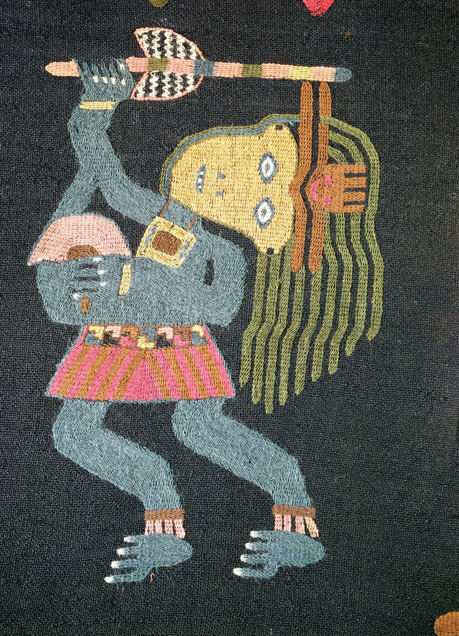 Vævet ulddanserinde med stafet, Paracas stamme (tekstil) (se også 231826) af Peruvian School