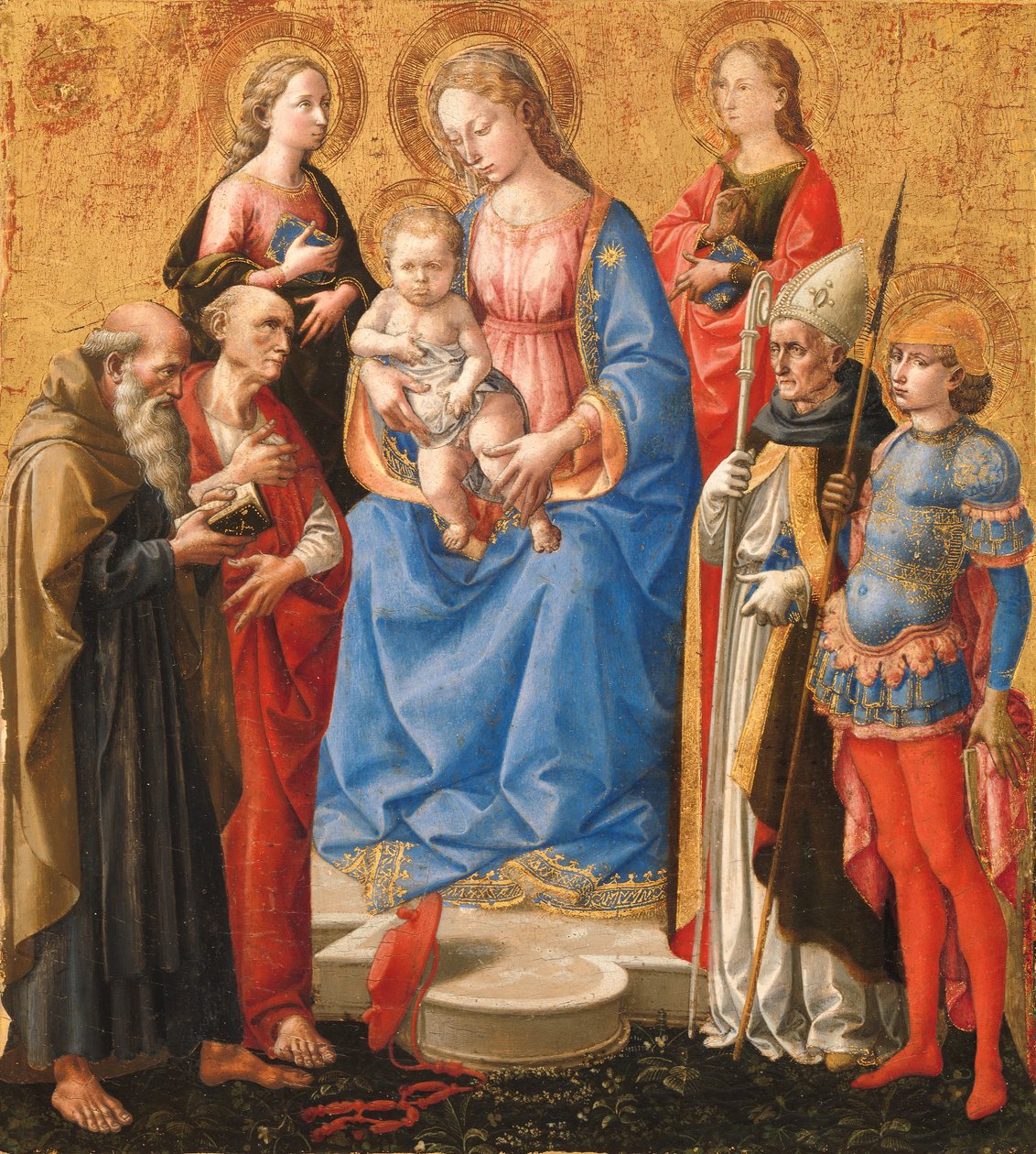 Madonna og barn med seks hellige, slutningen af 1440