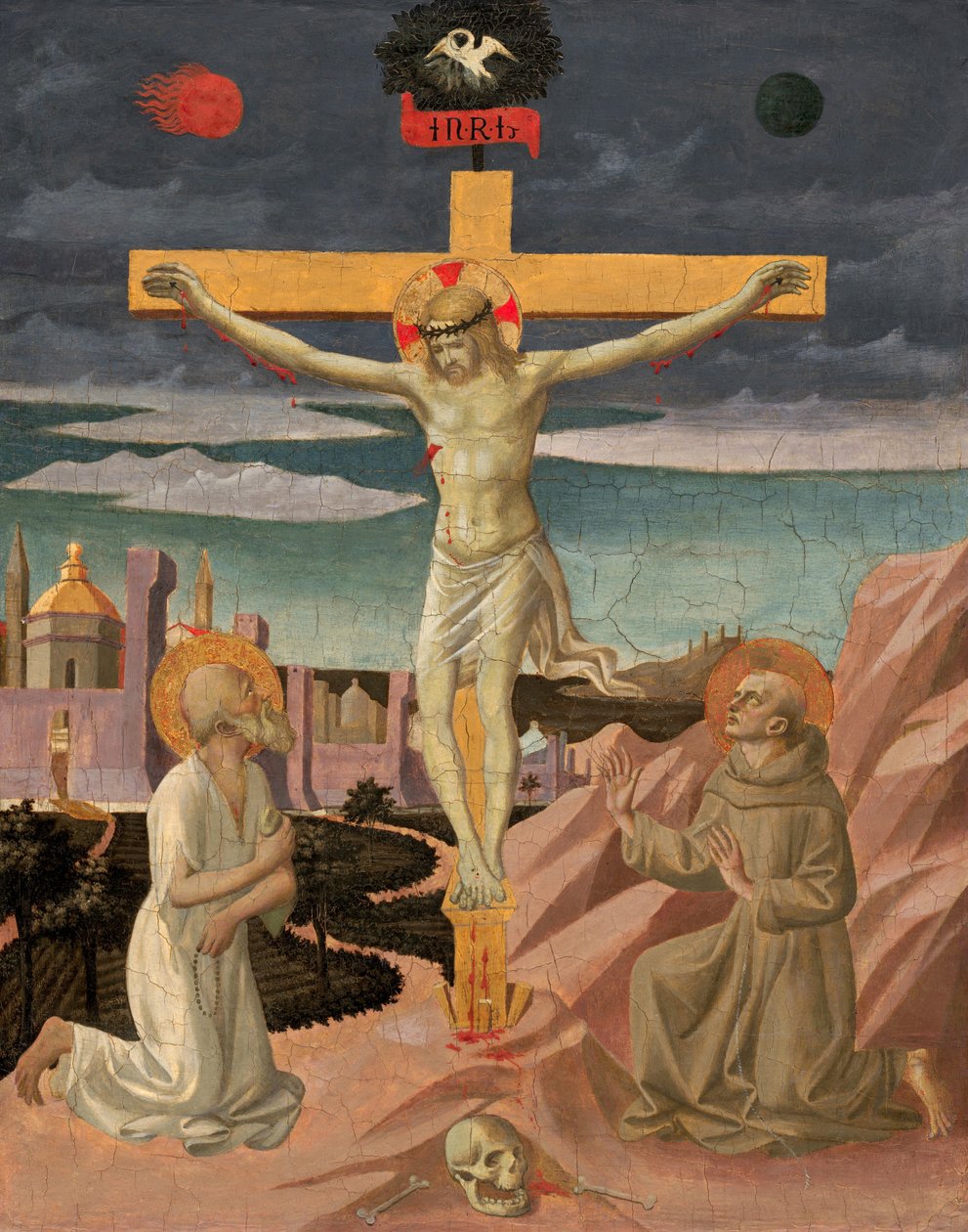 Korsfæstelsen med den hellige Hieronymus og den hellige Frans, ca. 14451450. af Pesello Peselli