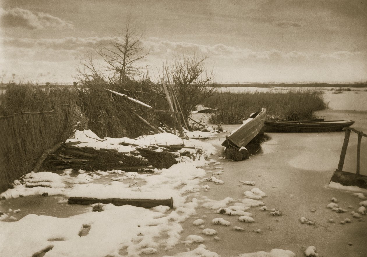 Den første frost, liv og landskab på Norfolk Broads, ca. 1886 af Peter Emerson und Thomas Goodall