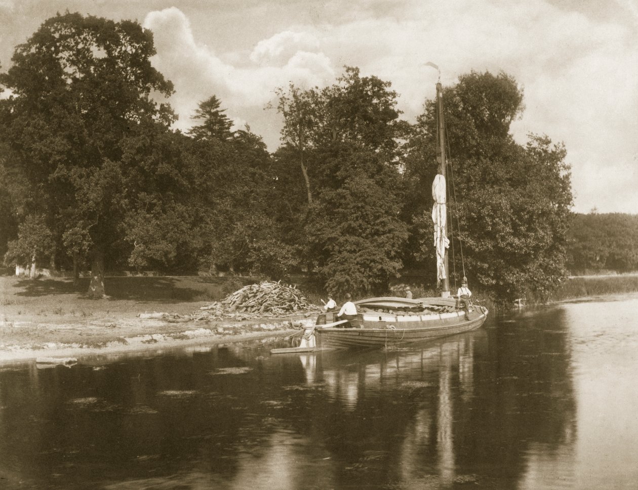 Floden Bune ved Coltshall, liv og landskab på Norfolk Broads, ca. 1886 af Peter Emerson und Thomas Goodall