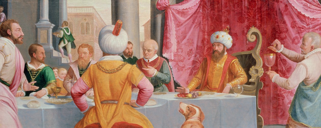 Historien om Esther: Banketscene af Peter 1548-1628 Candid