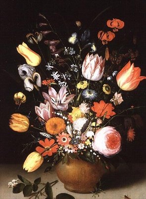 Stilleben med forårsblomster på en afsats, 1615 af Peter Binoit