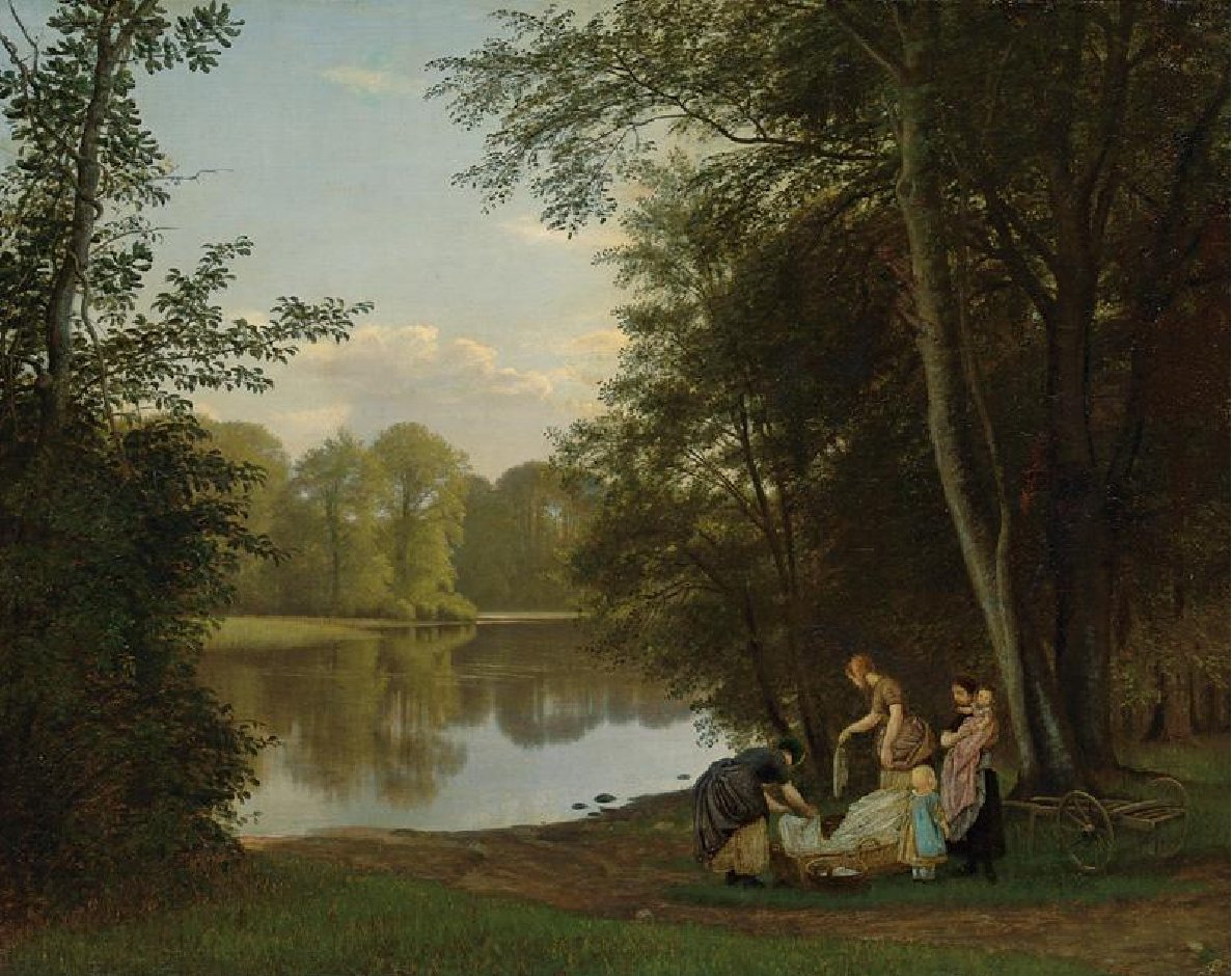 Landsbydam ved Hellebaek af Peter Christian Skovgaard