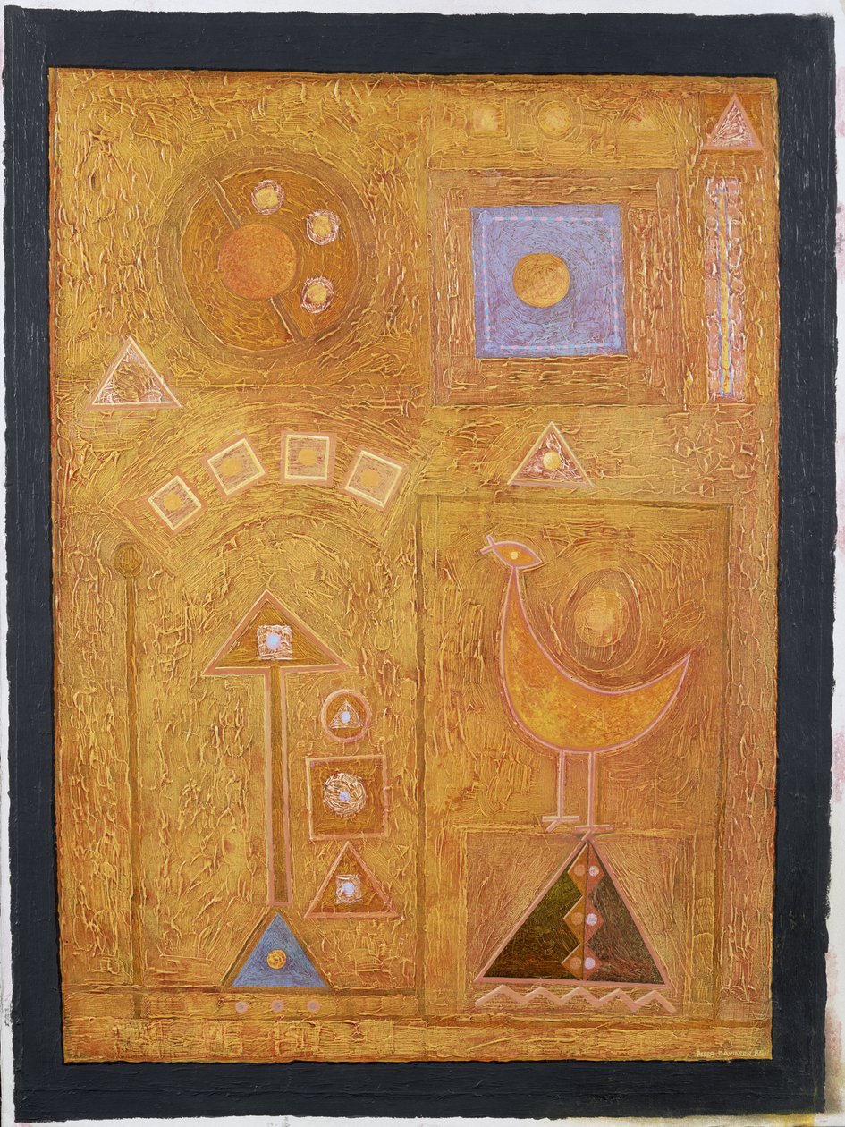 Bird Call to the Sun, 1986 (akryl på papir) af Peter Davidson
