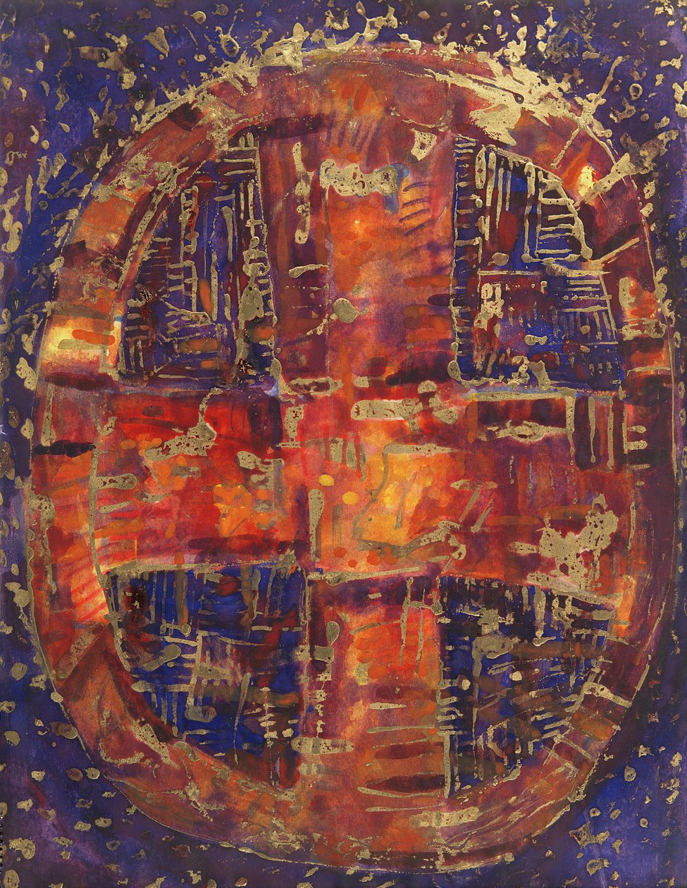 Celtic Cross, 1990 (blandet medier på papir) af Peter Davidson