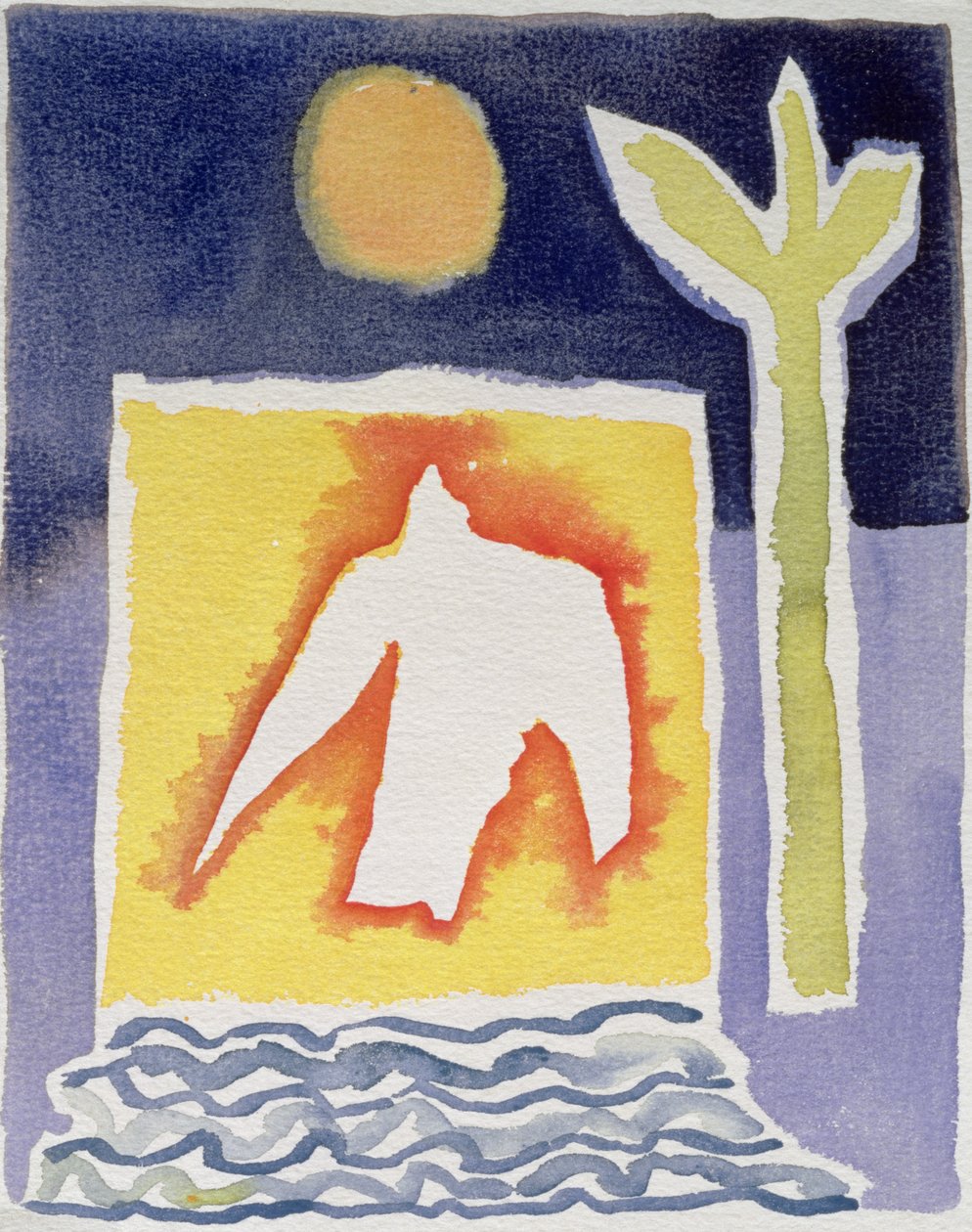 Tree, Sun and Rising Bird, 1989 (wc) af Peter Davidson