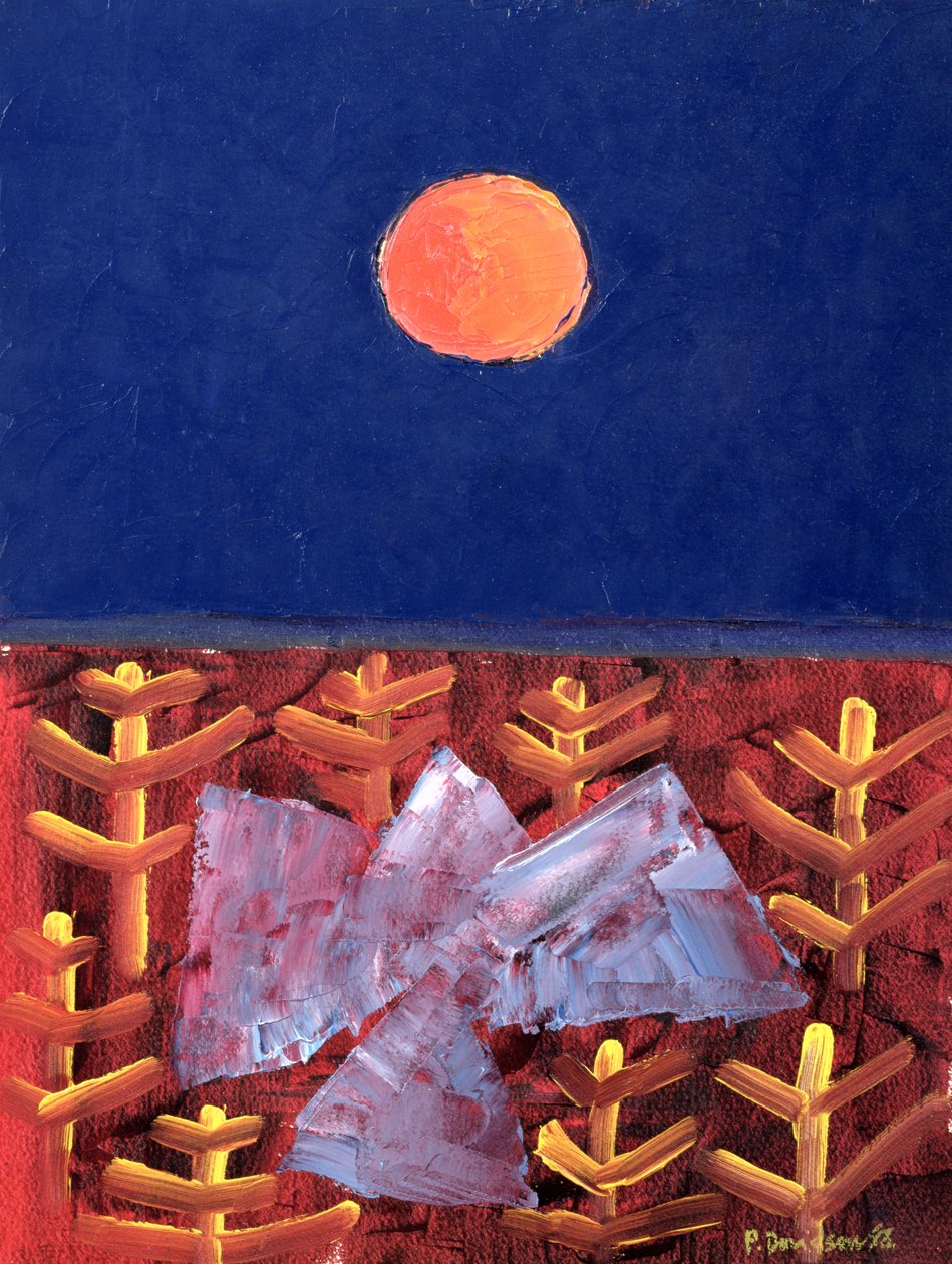Voyage to the Sun, 1988 (olie på papir) af Peter Davidson
