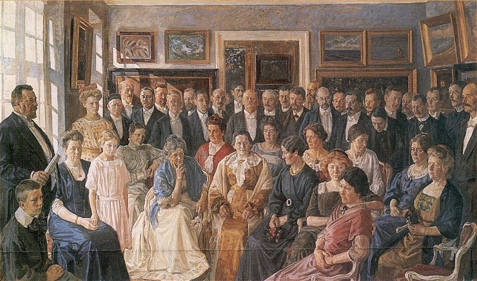 Maleri fra indvielsen af Faaborg Museum i 1910 af Peter Marius Hansen