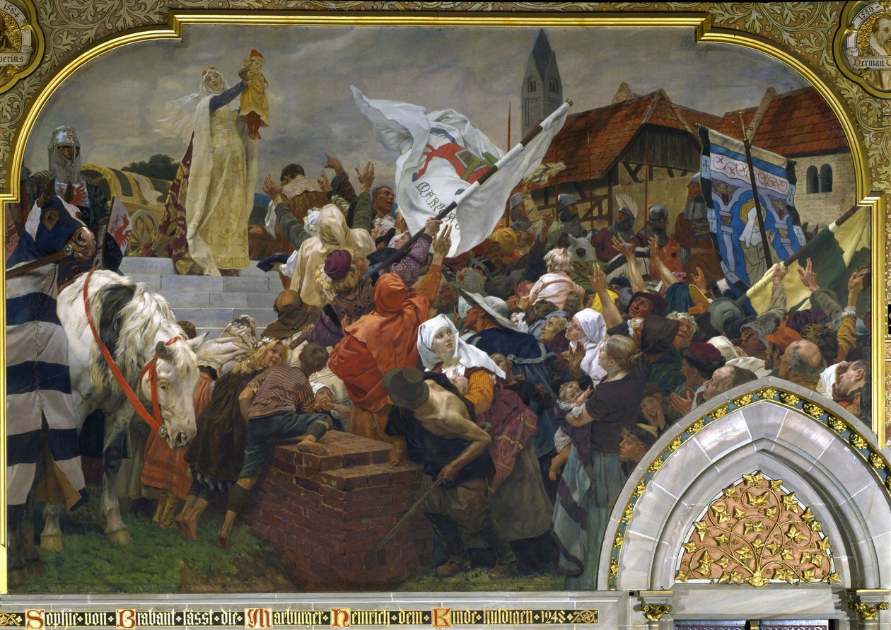 Sophie af Brabant præsenterer Henrik Barnet for befolkningen i Marburg i 1248, 1903 af Peter Johann Theodor Janssen