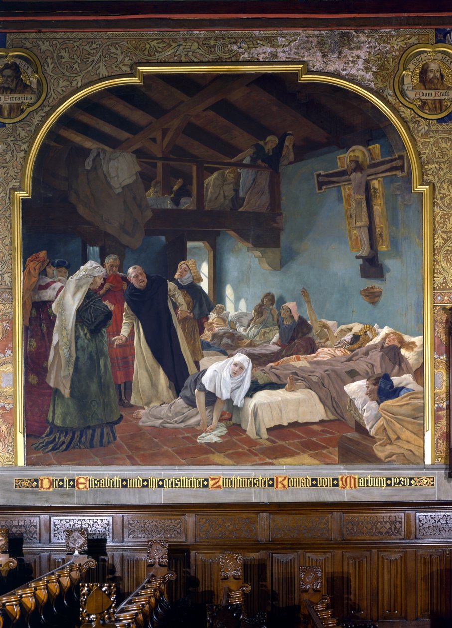 St. Elisabeth og hendes skriftefader Conrad af Marburg i 1230, 1903 af Peter Johann Theodor Janssen